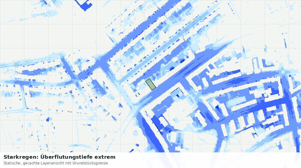 Statische Kartenansicht: Starkregen: Überflutungstiefe extrem