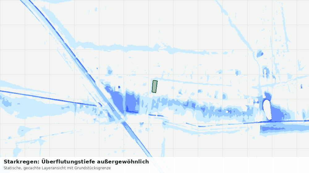 Statische Kartenansicht: Starkregen: Überflutungstiefe außergewöhnlich