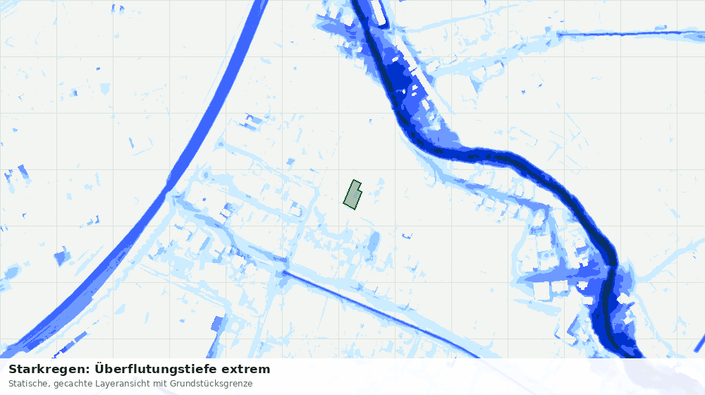 Statische Kartenansicht: Starkregen: Überflutungstiefe extrem