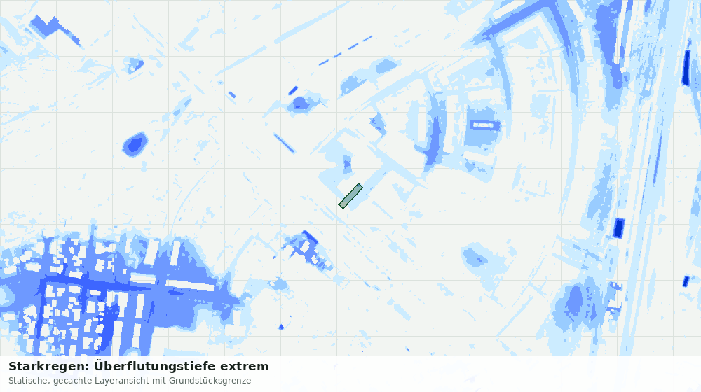 Statische Kartenansicht: Starkregen: Überflutungstiefe extrem