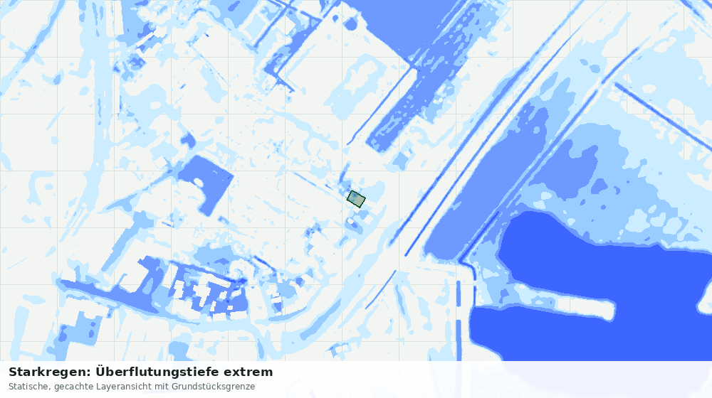 Statische Kartenansicht: Starkregen: Überflutungstiefe extrem