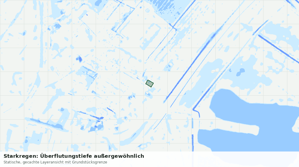 Statische Kartenansicht: Starkregen: Überflutungstiefe außergewöhnlich