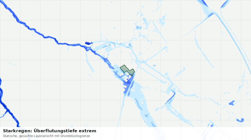 Statische Kartenansicht: Starkregen: Überflutungstiefe extrem