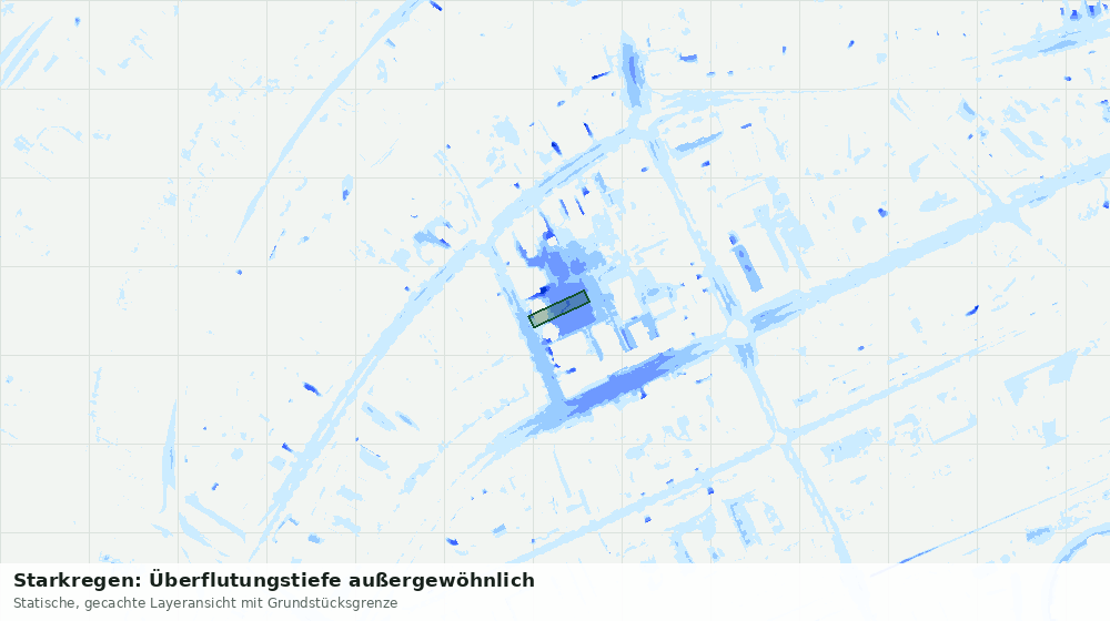 Statische Kartenansicht: Starkregen: Überflutungstiefe außergewöhnlich