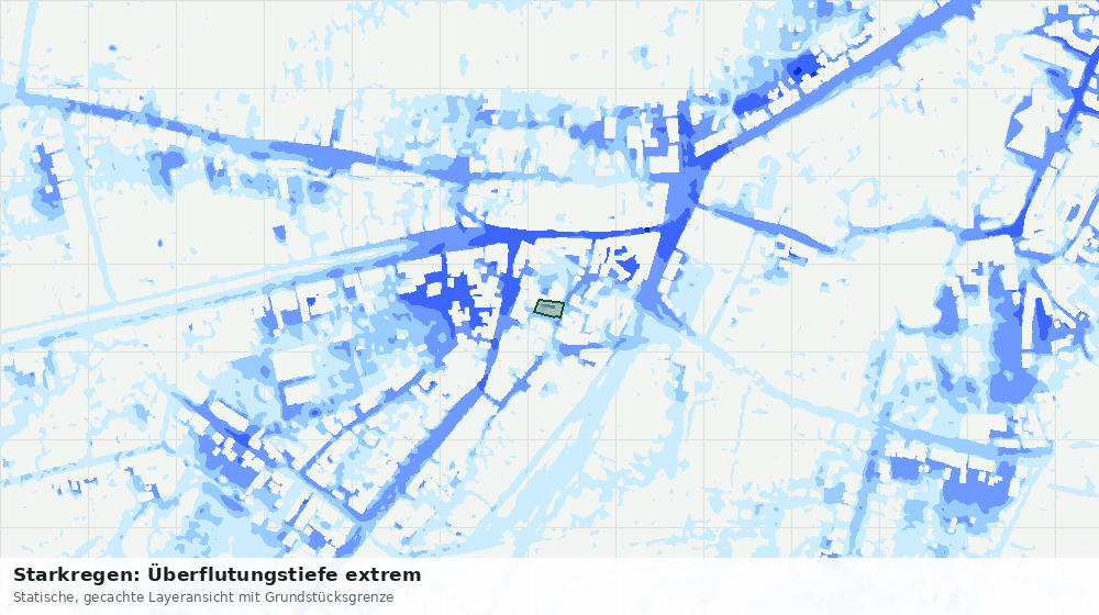Statische Kartenansicht: Starkregen: Überflutungstiefe extrem