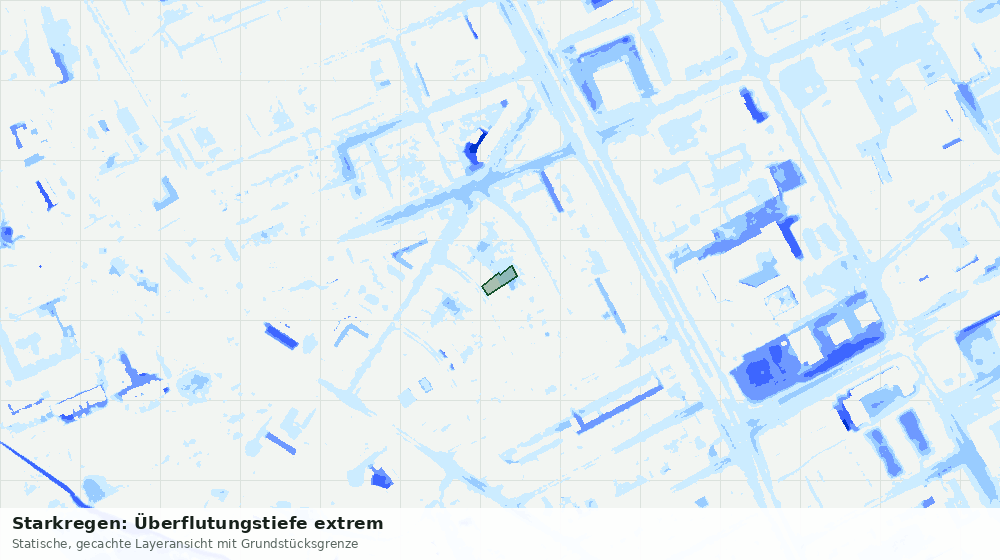 Statische Kartenansicht: Starkregen: Überflutungstiefe extrem