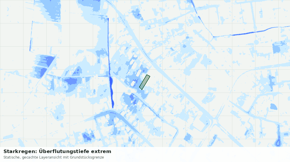 Statische Kartenansicht: Starkregen: Überflutungstiefe extrem