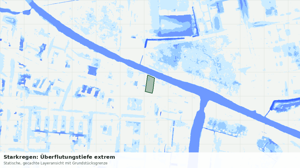 Statische Kartenansicht: Starkregen: Überflutungstiefe extrem