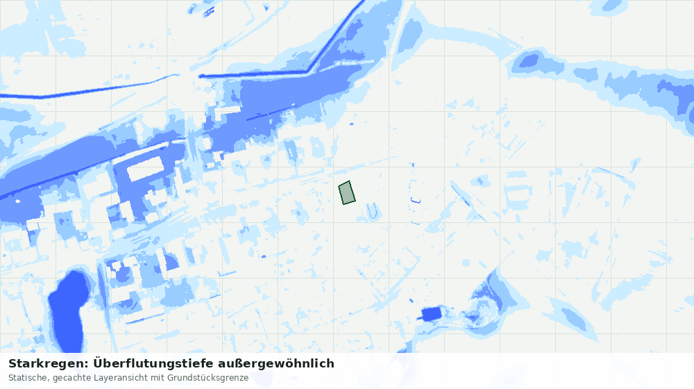 Statische Kartenansicht: Starkregen: Überflutungstiefe außergewöhnlich