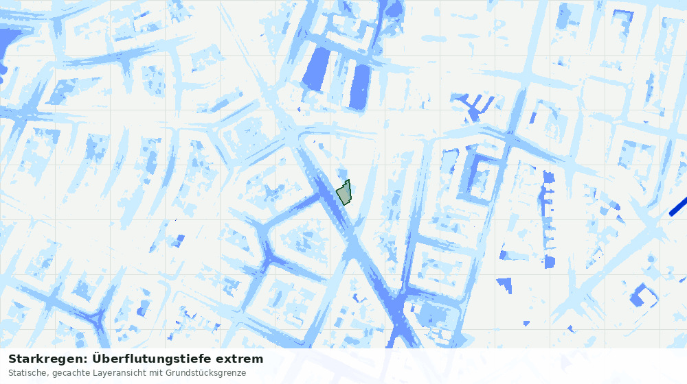 Statische Kartenansicht: Starkregen: Überflutungstiefe extrem