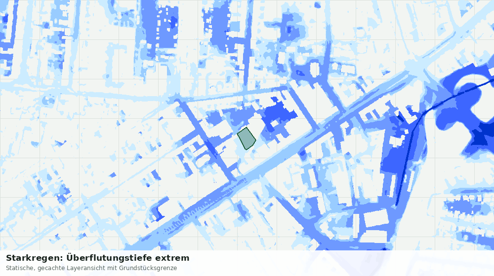 Statische Kartenansicht: Starkregen: Überflutungstiefe extrem