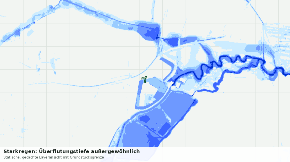 Statische Kartenansicht: Starkregen: Überflutungstiefe außergewöhnlich