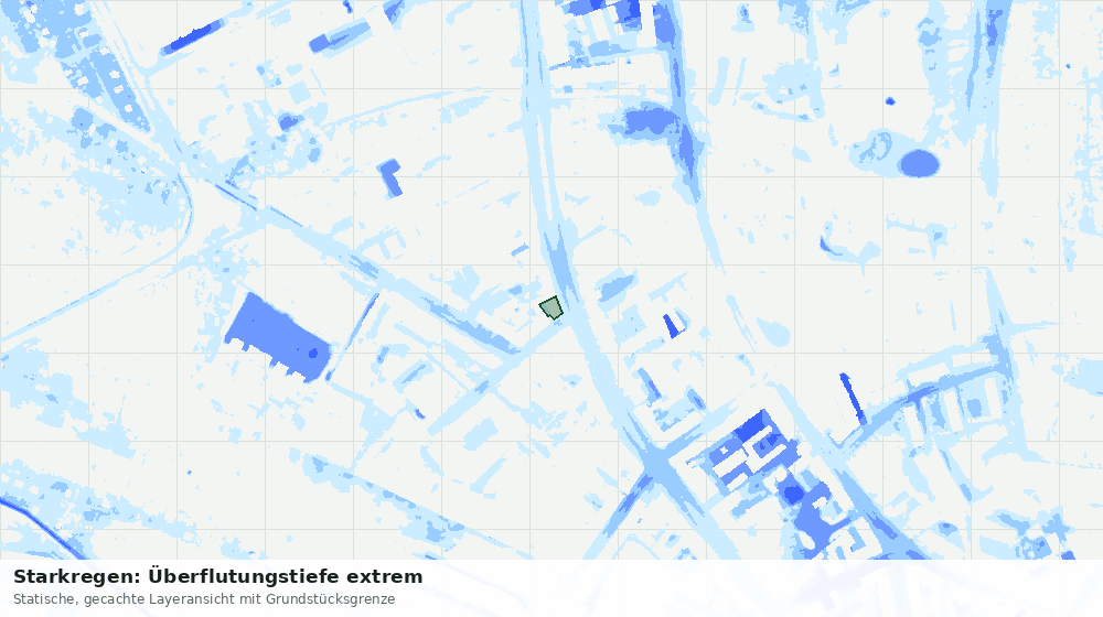 Statische Kartenansicht: Starkregen: Überflutungstiefe extrem