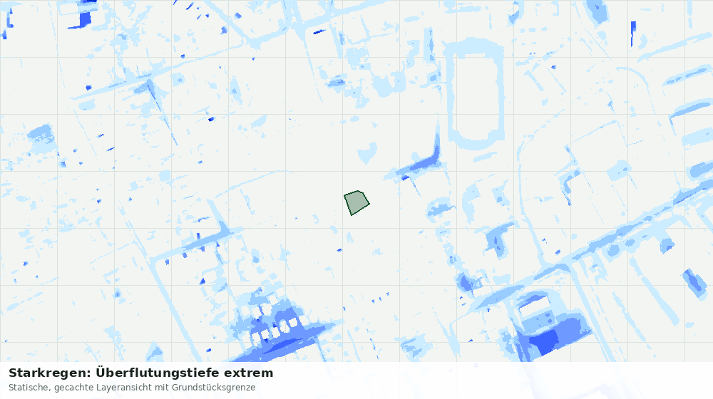 Statische Kartenansicht: Starkregen: Überflutungstiefe extrem