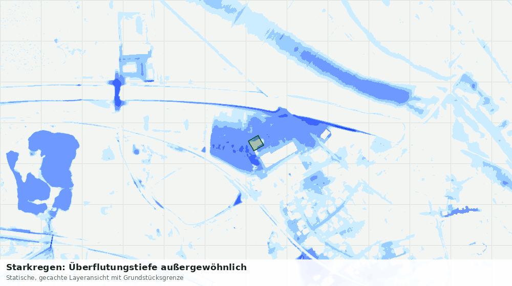 Statische Kartenansicht: Starkregen: Überflutungstiefe außergewöhnlich