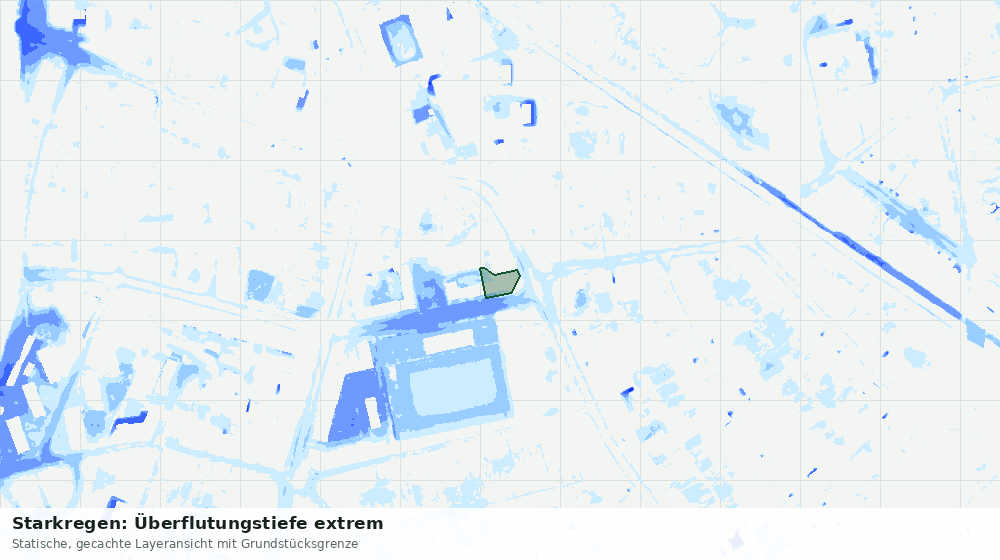 Statische Kartenansicht: Starkregen: Überflutungstiefe extrem