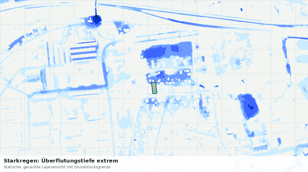 Statische Kartenansicht: Starkregen: Überflutungstiefe extrem