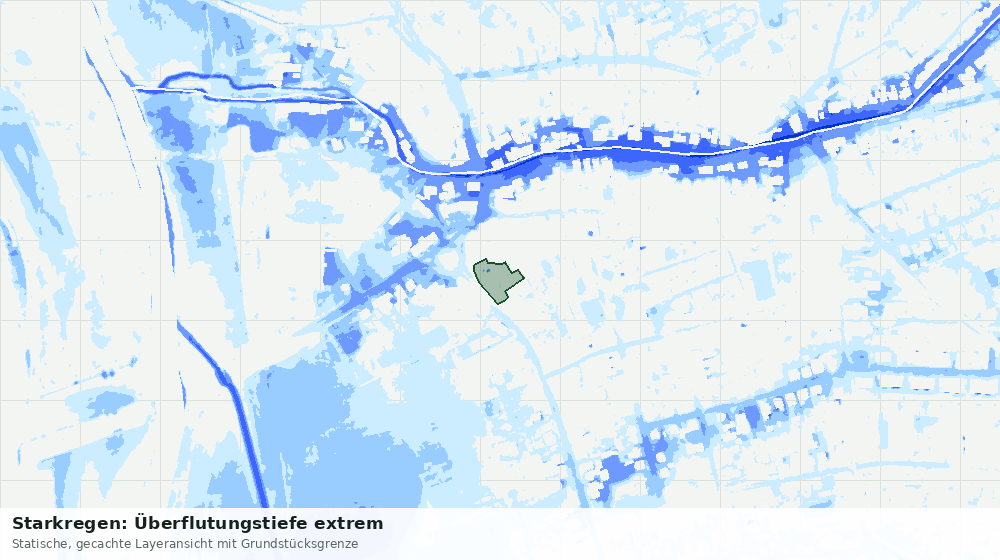 Statische Kartenansicht: Starkregen: Überflutungstiefe extrem
