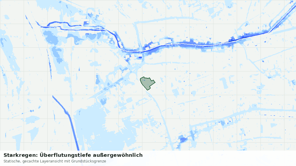 Statische Kartenansicht: Starkregen: Überflutungstiefe außergewöhnlich