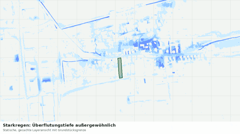 Statische Kartenansicht: Starkregen: Überflutungstiefe außergewöhnlich