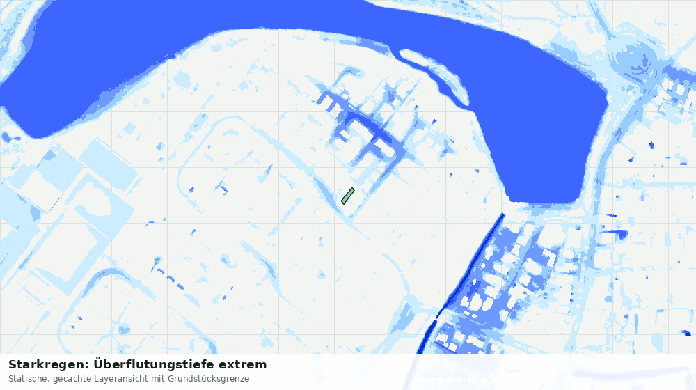 Statische Kartenansicht: Starkregen: Überflutungstiefe extrem