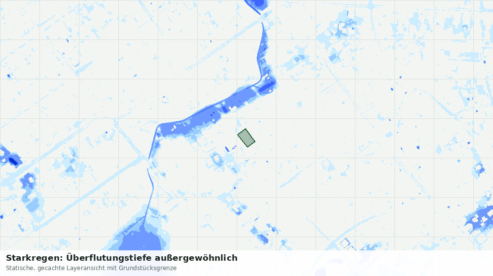 Statische Kartenansicht: Starkregen: Überflutungstiefe außergewöhnlich