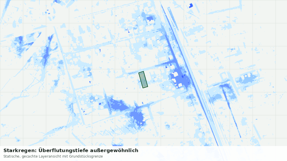 Statische Kartenansicht: Starkregen: Überflutungstiefe außergewöhnlich