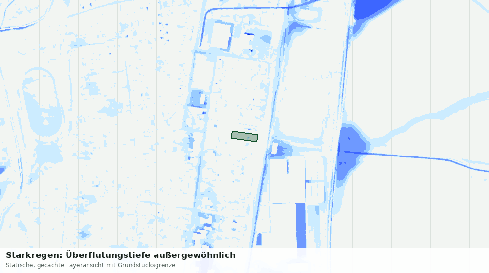 Statische Kartenansicht: Starkregen: Überflutungstiefe außergewöhnlich