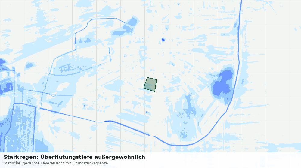 Statische Kartenansicht: Starkregen: Überflutungstiefe außergewöhnlich