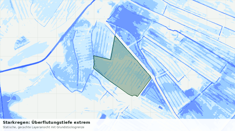 Statische Kartenansicht: Starkregen: Überflutungstiefe extrem