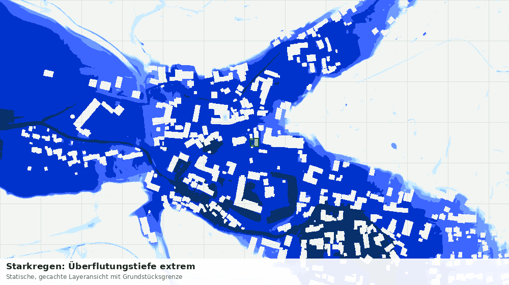 Statische Kartenansicht: Starkregen: Überflutungstiefe extrem