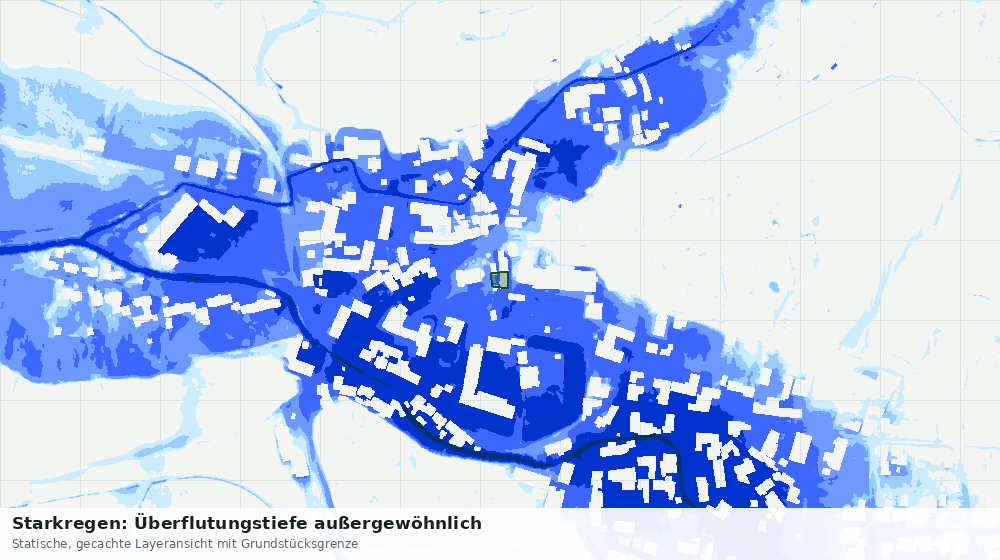 Statische Kartenansicht: Starkregen: Überflutungstiefe außergewöhnlich