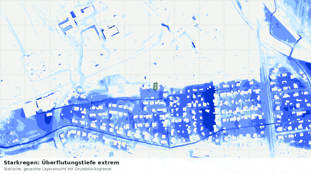 Statische Kartenansicht: Starkregen: Überflutungstiefe extrem