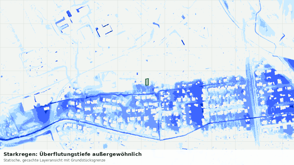 Statische Kartenansicht: Starkregen: Überflutungstiefe außergewöhnlich