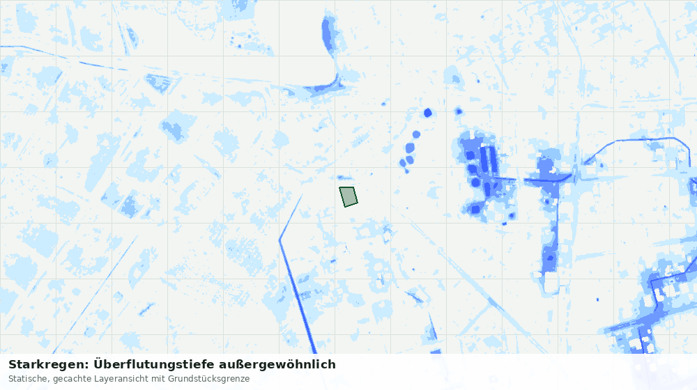 Statische Kartenansicht: Starkregen: Überflutungstiefe außergewöhnlich