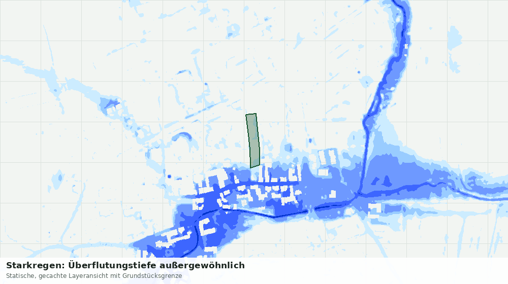 Statische Kartenansicht: Starkregen: Überflutungstiefe außergewöhnlich