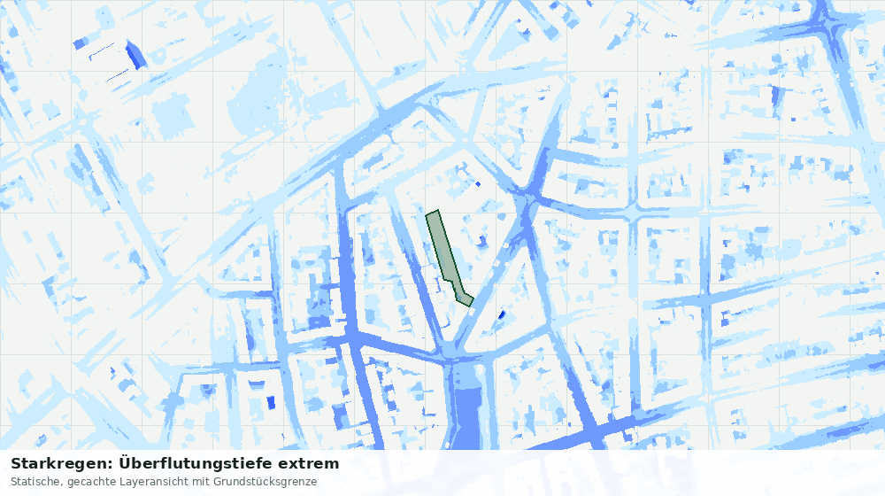 Statische Kartenansicht: Starkregen: Überflutungstiefe extrem