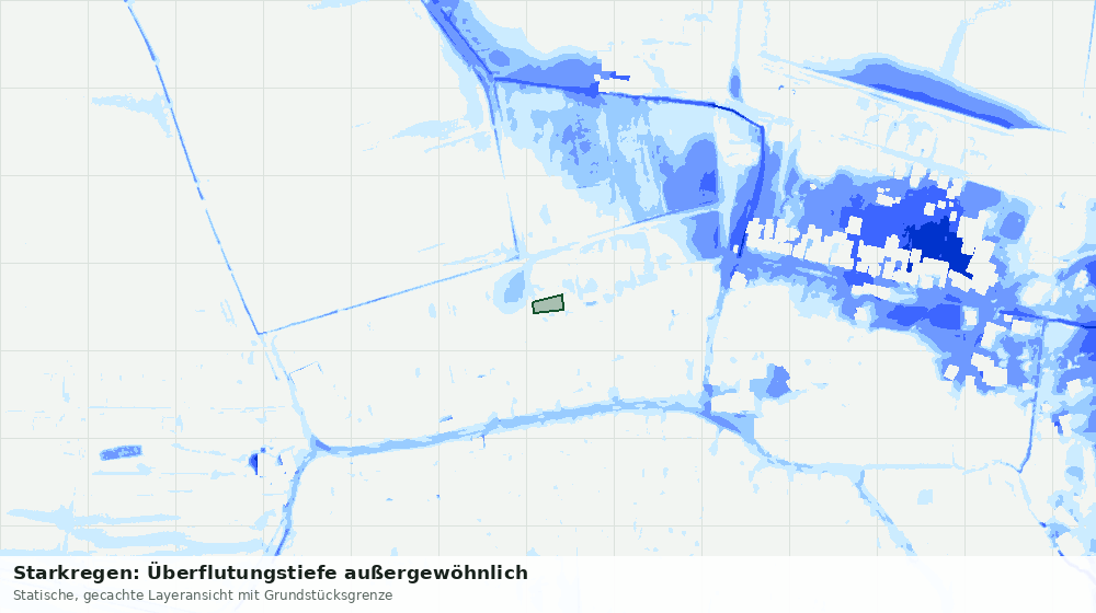 Statische Kartenansicht: Starkregen: Überflutungstiefe außergewöhnlich