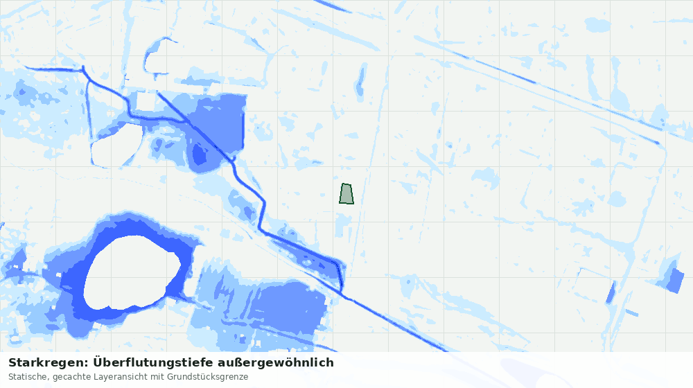 Statische Kartenansicht: Starkregen: Überflutungstiefe außergewöhnlich