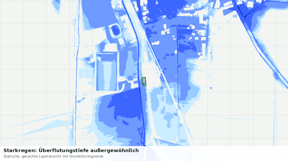 Statische Kartenansicht: Starkregen: Überflutungstiefe außergewöhnlich
