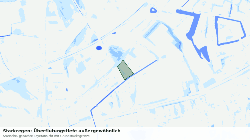 Statische Kartenansicht: Starkregen: Überflutungstiefe außergewöhnlich