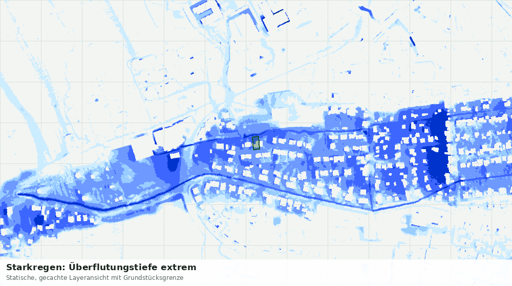 Statische Kartenansicht: Starkregen: Überflutungstiefe extrem
