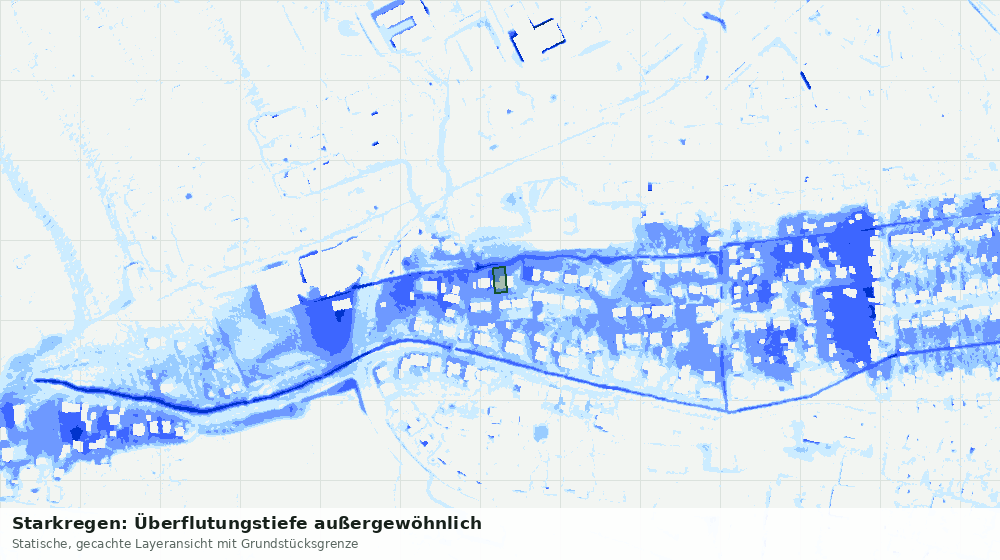 Statische Kartenansicht: Starkregen: Überflutungstiefe außergewöhnlich