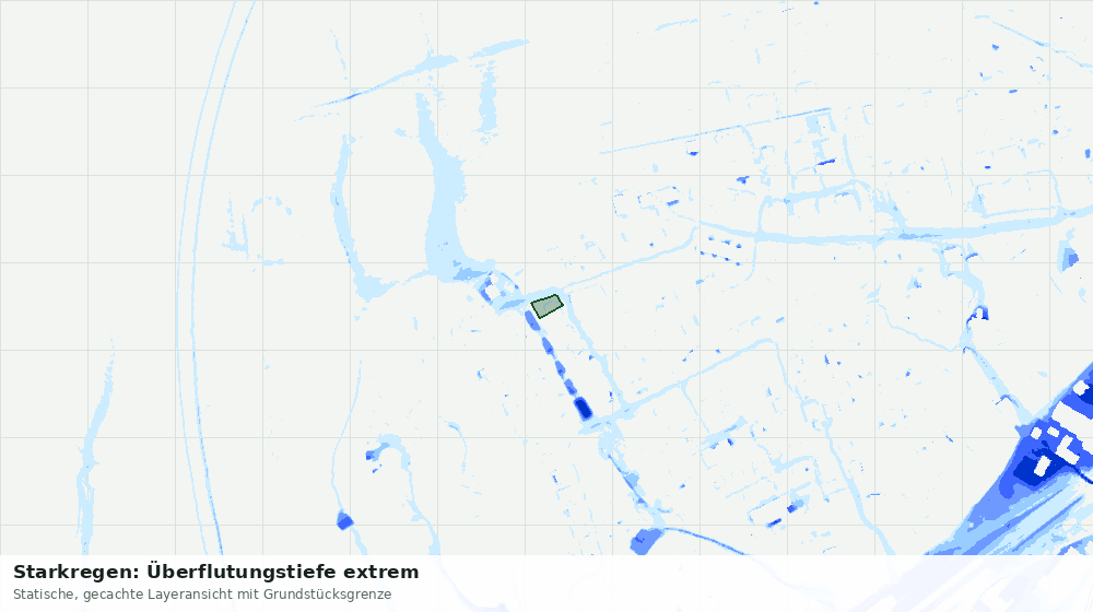 Statische Kartenansicht: Starkregen: Überflutungstiefe extrem