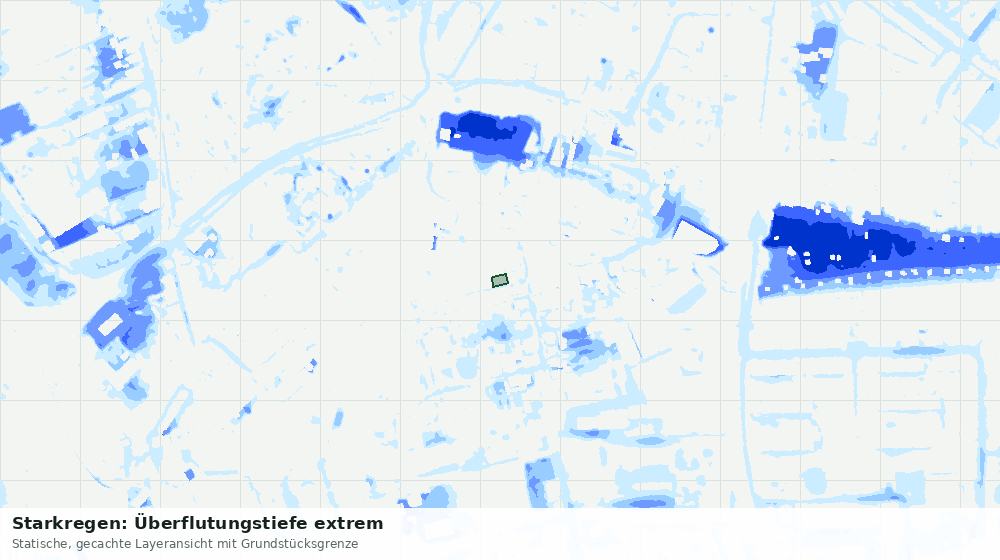 Statische Kartenansicht: Starkregen: Überflutungstiefe extrem