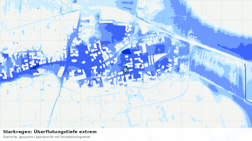 Statische Kartenansicht: Starkregen: Überflutungstiefe extrem