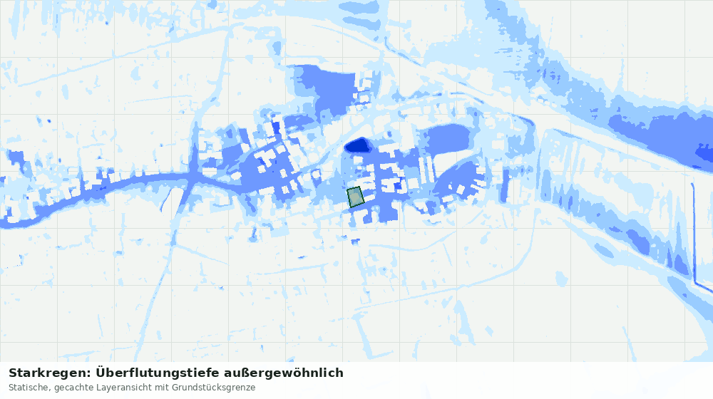 Statische Kartenansicht: Starkregen: Überflutungstiefe außergewöhnlich