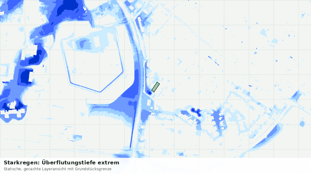 Statische Kartenansicht: Starkregen: Überflutungstiefe extrem