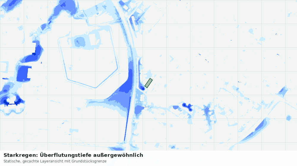Statische Kartenansicht: Starkregen: Überflutungstiefe außergewöhnlich