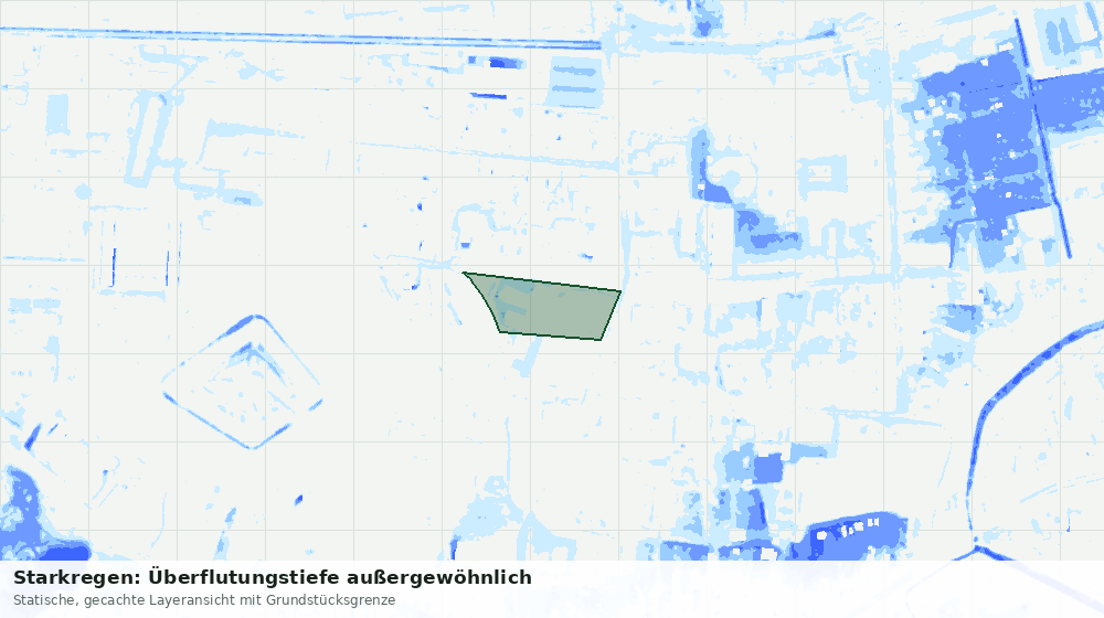 Statische Kartenansicht: Starkregen: Überflutungstiefe außergewöhnlich